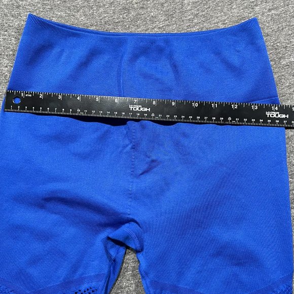 Fabletics Blue Mosaic High Waisted 7/8 Seamless Leggings Mesh Panels No Tag Sz S - Picture 9 of 10